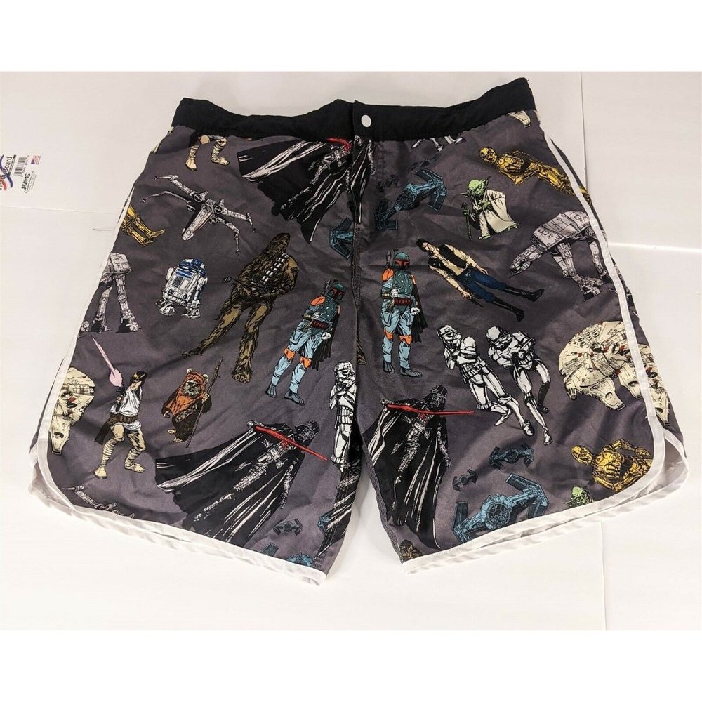 Star Wars Mens Swim Trunk Size 2XLarge Gray Classic Characters Board Shorts 2XL
